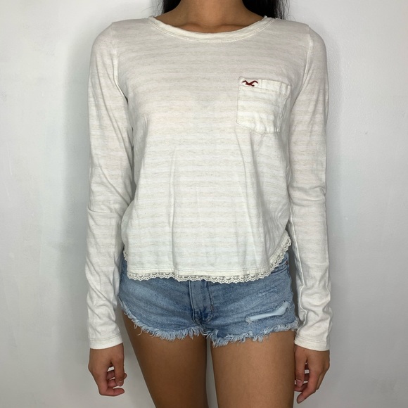 Hollister Creme Stripe Long Sleeve Top - Picture 2 of 3